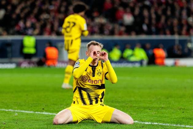 UEFA Champions League, LOSC Lille Borussia Dortmund 12 03 2025 Maximilian Beier Borussia Dortmund, 14 frustrated on the floor after missing a chance UEFA Champions League round of 16 second leg, LOSC Lille Borussia Dortmund Lille, Stade Pierre Mauroy on 12 03 2025 Copyright: xBEAUTIFULxSPORTS Wunderlx