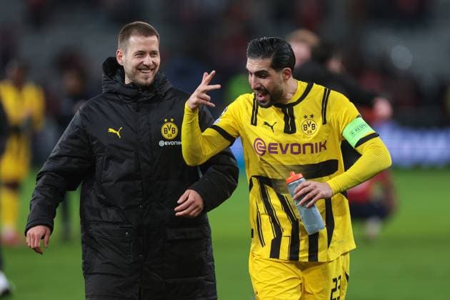 12 03 2025, UEFA Champions League, round of 16, Lille OSC Borussia Dortmund, f l Waldemar Anton Borussia Dortmund , Emre Can Borussia Dortmund discuss and laugh, Lille Stade Pierre Mauroy Decathlon Arena Paris xRHR PHOTO DEx Copyright: DennisxEwert RHR-FOTOx RHR-FOTO DE