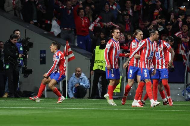 ESP: Atletico de Madrid - Real Madrid. UEFA Champions League match. Round of 16. Second Leg. Connor Gallagher of Atletico de Madrid celebrates the 1-0 during the UEFA Champions League match, Round of 16, second leg, between Atletico de Madrid and Real Madrid played at Riyadh Air Metropolitano Stadium on March 12, 2025 in Madrid Spain. kpng Copyright: xAntonioxPozox xPRESSINPHOTOx AP_250312_ATL_RMA_UCL_004