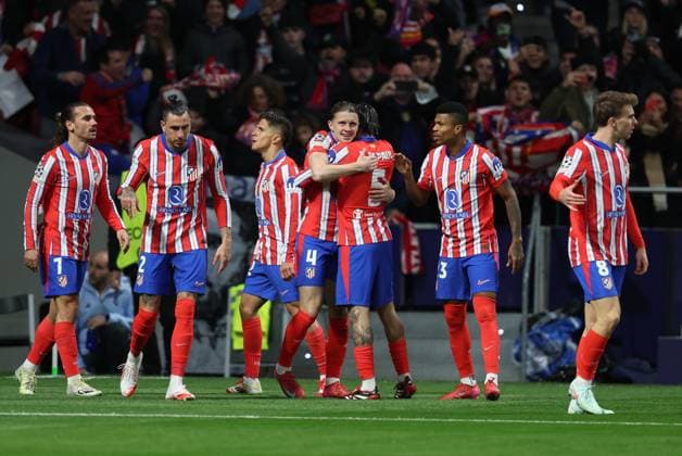 ESP: Atletico de Madrid - Real Madrid. UEFA Champions League match. Round of 16. Second Leg. Connor Gallagher of Atletico de Madrid celebrates the 1-0 during the UEFA Champions League match, Round of 16, second leg, between Atletico de Madrid and Real Madrid played at Riyadh Air Metropolitano Stadium on March 12, 2025 in Madrid Spain. kpng Copyright: xAntonioxPozox xPRESSINPHOTOx AP_250312_ATL_RMA_UCL_008