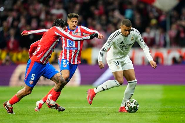 Atletico de Madrid v Real Madrid C.F. - UEFA Champions League 2024 25 Round of 16 Second Leg Kylian Mbappe centre-forward of Real Madrid and France in action during the UEFA Champions League 2024 25 UEFA Champions League 2024 25 Round of 16 second leg match between Atletico de Madrid and Real Madrid C.F. at Estadio Riyadh Air Metropolitano on March 12, 2025 in Madrid, Spain. Madrid Spain  Copyright: xJosexBretonx originalFilename:bretonhernandez-atletico250312_npoA5.jpg