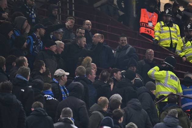 Aston Villa v Club Brugge - UEFA Champions League BIRMINGHAM, ENGLAND - MARCH 12 : agitation amongst Club Brugge fans during the UEFA Champions League 2024 25 round of 16 match second leg between Aston Villa and Club Brugge on March 12, 2025 in Birmingham, England, 12 03 2025 Birmingham England  Copyright: xTomasxSiskx