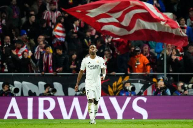Atletico de Madrid v Real Madrid C.F. - UEFA Champions League 2024 25 Round of 16 Second Leg Vinicius Junior left winger of Real Madrid and Brazil after failed the penalty during the UEFA Champions League 2024 25 UEFA Champions League 2024 25 Round of 16 second leg match between Atletico de Madrid and Real Madrid C.F. at Estadio Riyadh Air Metropolitano on March 12, 2025 in Madrid, Spain. Madrid Spain  Copyright: xJosexBretonx originalFilename:bretonhernandez-atletico250312_np22e.jpg