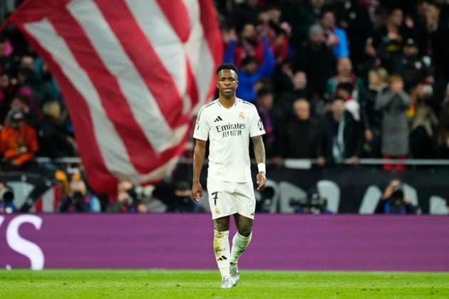 Atletico de Madrid v Real Madrid C.F. - UEFA Champions League 2024 25 Round of 16 Second Leg Vinicius Junior left winger of Real Madrid and Brazil after failed the penalty during the UEFA Champions League 2024 25 UEFA Champions League 2024 25 Round of 16 second leg match between Atletico de Madrid and Real Madrid C.F. at Estadio Riyadh Air Metropolitano on March 12, 2025 in Madrid, Spain. Madrid Spain  Copyright: xJosexBretonx originalFilename:bretonhernandez-atletico250312_npuq9.jpg