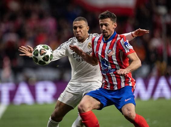 Atletico de Madrid x Real Madrid Mbappe (Real Madrid) in action during the game against Atletico de Madrid valid for Champions League at the Metropolitano stadium, in Madrid, today March 12, 2025. Copyright: xx 0L3A1226