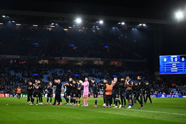 Aston Villa v Club Brugge - UEFA Champions League BIRMINGHAM, ENGLAND - MARCH 12 : Players of Club Brugge after the game during the UEFA Champions League 2024 25 round of 16 match second leg between Aston Villa and Club Brugge on March 12, 2025 in Birmingham, England, 12 03 2025 Birmingham England  Copyright: xTomasxSiskx