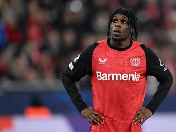 LEVERKUSEN - Jeremie Frimpong of Bayer 04 Leverkusen during the UEFA Champions League match between Bayer 04 Leverkusen and FC Bayern MAÂ¸nchen at the Bay Arena on March 11, 2025 in Leverkusen, Germany. ANP Hollandse Hoogte UEFA Champions League 2024 25 Round of 16 Second Leg 2024 25 xVIxANPxSportx xGerritxvanxKeulenxIVx 522223519 originalFilename: 522223519.jpg