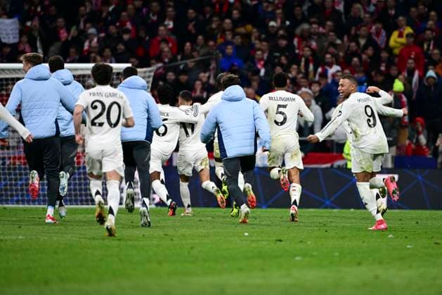 Goal celebration after the decisive penalty by Antonio Ruediger 22 Madrid , Atletico Madrid vs Real Madrid , Soccer, Champions League, Round of 16 second leg, 12 03 2025 Madrid Madrid Spain Copyright: xkolbert-press MarcxNiemeyerx