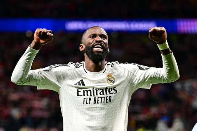 Antonio Ruediger 22 Madrid celebrates victory, Atletico Madrid vs Real Madrid , Football, Champions League, Round of 16 second leg, 12 03 2025 Madrid Madrid Spain Copyright: xkolbert-press MarcxNiemeyerx