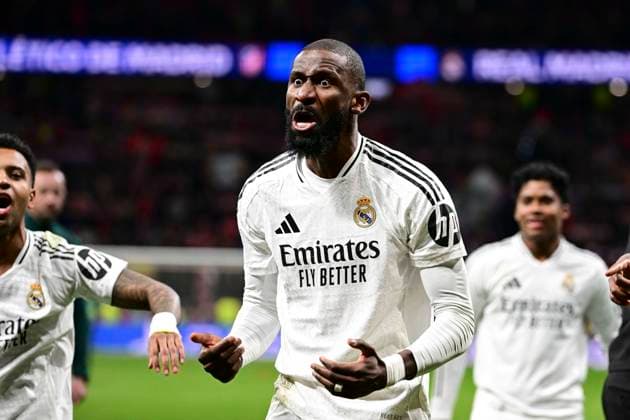 Antonio Ruediger 22 Madrid celebrates victory, Atletico Madrid vs Real Madrid , Football, Champions League, Round of 16 second leg, 12 03 2025 Madrid Madrid Spain Copyright: xkolbert-press MarcxNiemeyerx