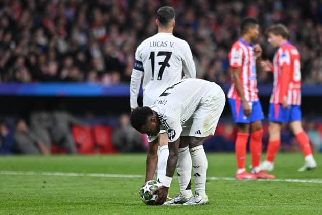 March 12, 2025, Madrid, Madrid, Spain: 7 VINICIUS JR during the UEFA Champions League 2024 25 UEFA Champions League 2024 25 Round of 16 second leg match between Atletico de Madrid and Real Madrid C.F. at Estadio Riyadh Air Metropolitano on March 12, 2025 in Madrid, Spain. Madrid Spain - ZUMAc312 20250312_zsp_c312_066 Copyright: xOscarxManuelxSanchezx