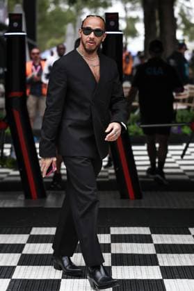 F1 Grand Prix Of Australia - Previews Lewis Hamilton of Great Britain and Scuderia Ferrari arrives at the track during previews ahead of the F1 Grand Prix of Australia at Albert Park Circuit in Melbourne, Australia, on March 13, 2025. Melbourne Victoria Australia  Copyright: xPaddockerx originalFilename:paddocker-f1grandp250313_npcOc.jpg