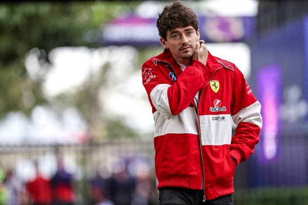 F1 Grand Prix Of Australia - Previews Charles Leclerc of Monaco and Scuderia Ferrari arrives at the track during previews ahead of the F1 Grand Prix of Australia at Albert Park Circuit in Melbourne, Australia, on March 13, 2025. Melbourne Victoria Australia  Copyright: xPaddockerx originalFilename:paddocker-f1grandp250313_npvhC.jpg
