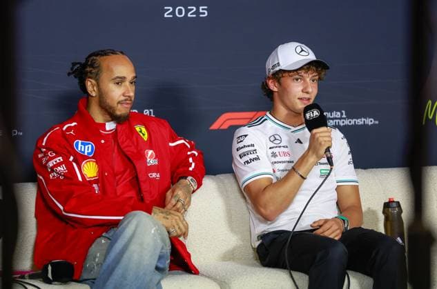 44 Lewis Hamilton GBR, Scuderia Ferrari HP , 12 Andrea Kimi Antonelli ITA, Mercedes AMG Petronas F1 Team , F1 Grand Prix of Australia at Albert Park Grand Prix Circuit on March 13, 2025 in Melbourne, Australia Photo by HOCH ZWEI Melbourne Australia