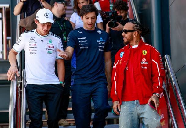 12 Andrea Kimi Antonelli ITA, Mercedes AMG Petronas F1 Team , 55 Carlos Sainz ESP, Williams Racing , 44 Lewis Hamilton GBR, Scuderia Ferrari HP , F1 Grand Prix of Australia at Albert Park Grand Prix Circuit on March 13, 2025 in Melbourne, Australia Photo by HOCH ZWEI Melbourne Australia