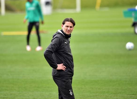 13 03 2025 Moenchengladbach Football, Men, Season 2024 2025, Training Borussia Moenchengladbach Gerardo Seoane Coach Gladbach DFL regulations prohibit any use of photographs as image sequences and or quasi video Borussia Park NRW Germany