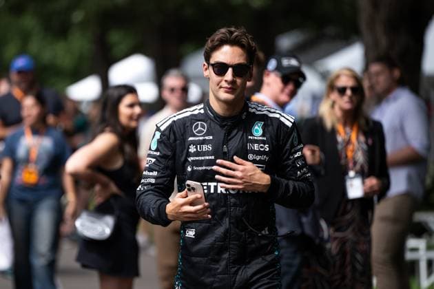 George Russell Mercedes AMG Petronas F1 Team, 63 , AUS, Formula 1 World Championship, Luis Vuitton Australian Grand Prix, Albert Park Circuit Melbourne, Media Day, 2025 season, 13 03 2025 AUS, Formula 1 World Championship, Luis Vuitton Australian Grand Prix, Albert Park Circuit Melbourne, Media Day, 2025 season, 13 03 2025 Melbourne Copyright: xEibner-Pressefoto Memmlerx EP_MMR