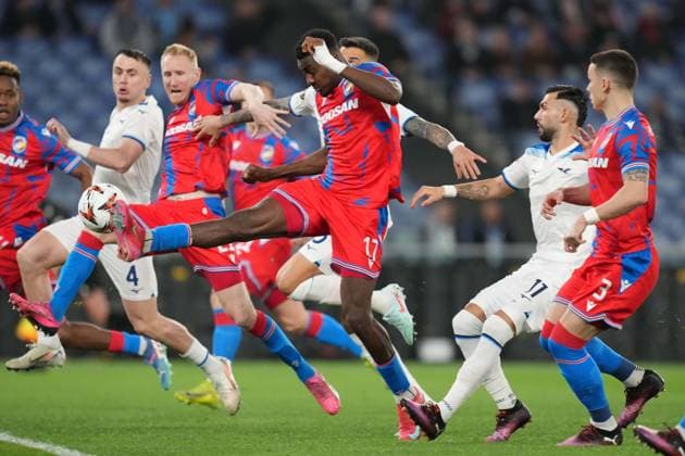 Sport Bilder des Tages Plzen& x2019;s Rafiu Durosinmi during the UEFA Europa League between Lazio and Viktoria Plzen at the Olympic Stadium in Rome, Italy - Thursday 13 March 2025 - Soccer  Copyright: xAlfredoxFalcone LaPressex