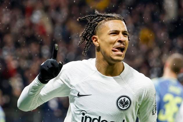Jean Matteo Bahoya Eintracht Frankfurt, 19 after his goal for 1 0 , Football, UEFA Europa League, Round of 16, 2024 2025, Eintracht Frankfurt vs Ajax Amsterdam, 13 03 2025, Frankfurt Stadion, Frankfurt am Main, Germany Frankfurt am Main Frankfurt Stadion Hessen Germany Copyright: xGrantxHubbsx