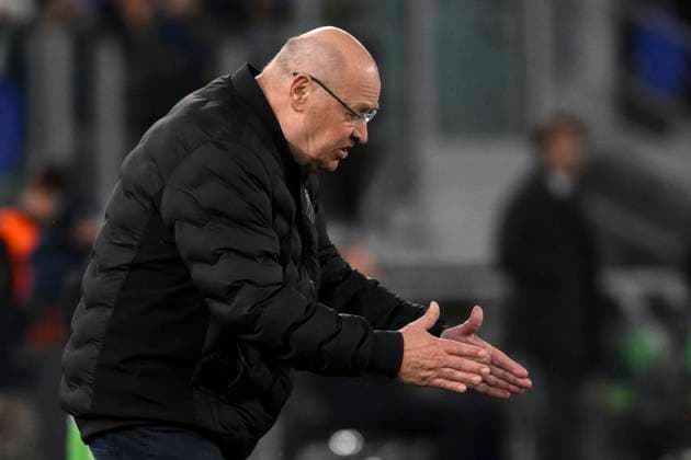 Miroslav Koubek, head coach of Viktoria Plzen, reacts during the Europa League football match between SS Lazio and Viktoria Plzen at Olimpico stadium in Rome (Italy), March 13, 2025. AndreaxStaccioli