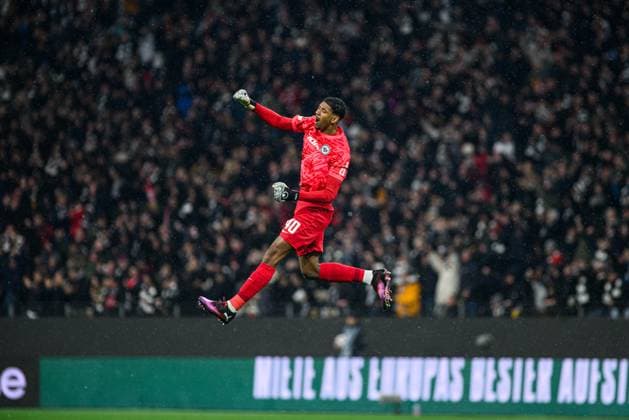 FRANKFURT, GERMANY - 13 MARCH, 2025: Kaua Santos - The UEFA Europa League football match between Eintracht Frankfurt vs Ajax Amsterdam at Deutsche Bank Park.  Copyright: xVitaliixKliuievx