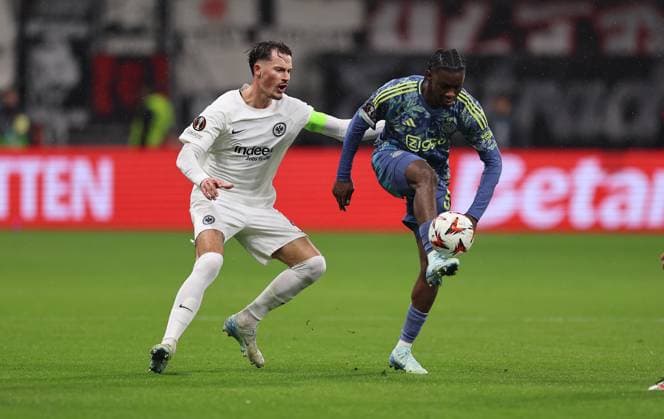 13 03 2025, Football UEFA Europa League, Eintracht Frankfurt Ajax AFC Amsterdam, emonline, emspor, v l , Robin Koch Eintracht Frankfurt , Don Angelo Konadu Ajax Amsterdam DFL DFB REGULATIONS PROHIBIT ANY USE OF PHOTOGRAPHS AS IMAGE SEQUENCES AND OR QUASI VIDEO xdcx Copyright: HMBxMedia Claus