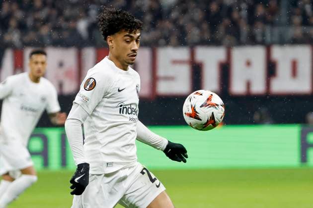 Nathaniel Brown Eintracht Frankfurt, 21 on the ball , Football, UEFA Europa League, Round of 16, 2024 2025, Eintracht Frankfurt vs Ajax Amsterdam, 13 03 2025, Frankfurt Stadion, Frankfurt am Main, Germany Frankfurt am Main Frankfurt Stadion Hessen Germany Copyright: xGrantxHubbsx