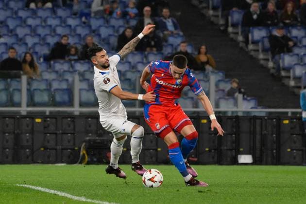 CALCIO - UEFA Europa League - Lazio vs Viktoria Plzen Lazioâ??s Taty Castellanos and Plzenâ??s Svetozar Markovic during the UEFA Europa League 2024-2025 football match between SS Lazio and Viktoria Plzen at the Olympic Stadium in Rome on March 13, 2025. Rome Italy  Copyright: xIPAxSport ABACAx