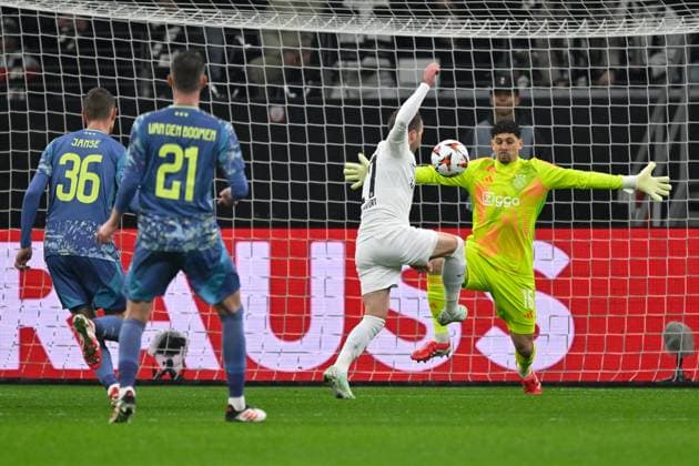 Frankfurt, Deutsche Bank Park, 13 03 25, GER, Men, UEFA Europa League, Season 2024 2025, Eintracht Frankfirt Ajax Amsterdam Picture Mario GOETZE Frankfurt macht das Tor zum 2 0 Only for editorial use UEFA regulations prohibit any use of photographs as image sequences and or quasi video Hessen Germany