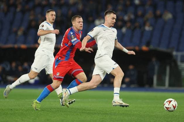 CALCIO - UEFA Europa League - Lazio vs Viktoria Plzen Rome, Italy 13.03.2025: Matej Vydra of Viktoria, Patric of Lazio seen in action during the Uefa Europa League 2024-2025, round 16, match between SS Lazio vs Viktoria Plzen at Olympic Stadium in Rome. Rome Italy  Copyright: xIPAxSport ABACAx