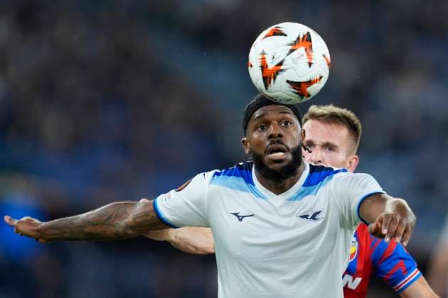 Nuno Tavares (SS Lazio) in action, UEFA Europa League 2024 25 Round of 16 Second Leg, S.S. Lazio v FC Viktoria Plzen, Olimpico Stadium, March 13, 2025, Rome, Italy.