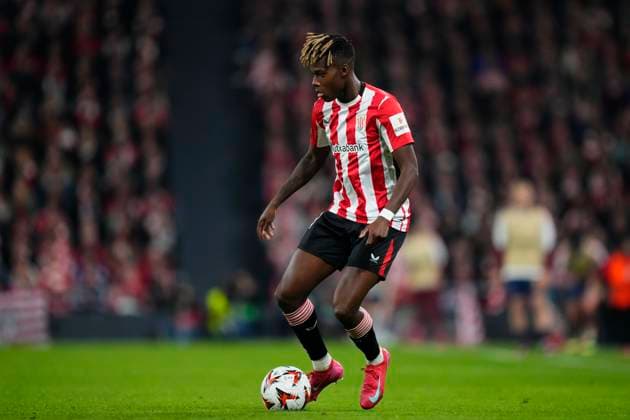 Athletic Club v AS Roma - UEFA Europa League 2024 25 Round of 16 Second Leg Nico Williams left winger of Athletic Club and Spain during the UEFA Europa League 2024 25 Round of 16 Second Leg match between Athletic Club and AS Roma at Estadio de San Mames on March 13, 2025 in Bilbao, Spain. Bilbao Basque Country Spain  Copyright: xJosexBretonx originalFilename:bretonhernandez-athletic250313_npEh9.jpg