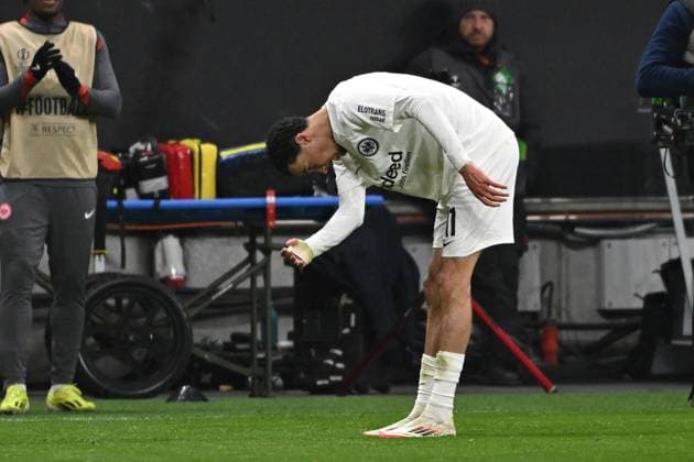 13 03 2025, xpsx, Football UEFA Europa League, Eintracht Frankfurt Ajax Amsterdam v l Goal celebration after the goal to celebrate the goal celebrate 3 0 by Hugo Ekitike Eintracht Frankfurt DFL DFB REGULATIONS PROHIBIT ANY USE OF PHOTOGRAPHS as IMAGE SEQUENCES and or QUASI VIDEO Frankfurt