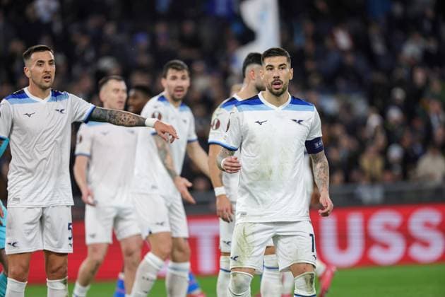13th March 2025, Stadio Olimpico, Rome, Italy; UEFA Europa League Last 16, Second Leg, Football; Lazio versus Viktoria Plzen; Mattia Zaccagni of SS Lazio shows his disappointment  ActionPlus12759771 EmanuelexPennacchio