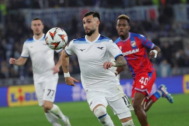 13th March 2025, Stadio Olimpico, Rome, Italy; UEFA Europa League Last 16, Second Leg, Football; Lazio versus Viktoria Plzen; Valentin Castellanos of SS Lazio breaks forward  ActionPlus12759775 EmanuelexPennacchio