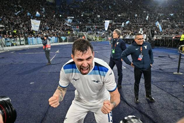 Foto IPP Felice De Martino Roma 13 03 2025 Calcio Europa League 2024-2025 Lazio - Vktoria Plzen Nella foto: Alessio Romagnoli a fine gara Italy Photo Press World Copyright Roma italy Italia ITALY  Copyright: xR4924_italyphotopressx