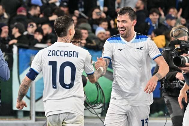 Foto IPP Felice De Martino Roma 13 03 2025 Calcio Europa League 2024-2025 Lazio - Vktoria Plzen Nella foto: Esultanza dopo il gol di Alessio Romagnoli Italy Photo Press World Copyright Roma italy Italia ITALY  Copyright: xR4924_italyphotopressx