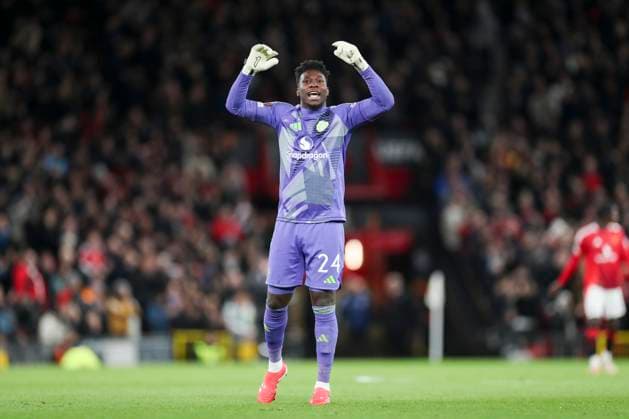 Manchester United, ManU FC v Real Sociedad Manchester United goalkeeper AndrÃ Onana (24) gestures fans during the Manchester United FC v Real Sociedad UEFA Europa League Round of 16, 2nd Leg match at Old Trafford, Manchester, England, United Kingdom on 13 March 2025 Credit: Phil Duncan Every Second Media Editorial use only. All images are copyright Every Second Media Limited. No images may be reproduced without prior permission. Copyright: xIMAGO EveryxSecondxMediax ESM-1371-0020 PhilxDuncanx xEveryxSecondxMediax