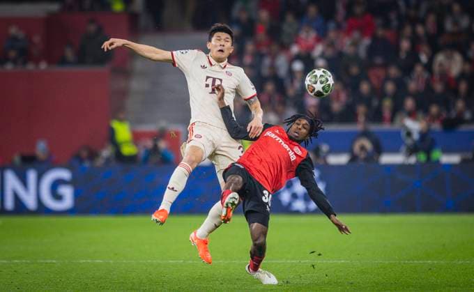 Leverkusen, Germany 11th Mar 2025 Min jae Kim FCB Jeremie Frimpong LEV Bayer Leverkusen FC Bayern München 11 03 2025