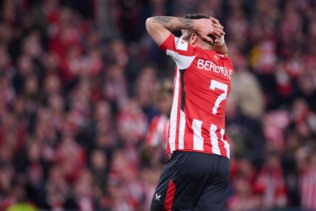 ATHLETIC DE BILBAO v AS ROMA. UEFA EUROPA LEAGUE 2024 2025. ROUND OF 16. Athletic de Bilbao s Alex Berenguer rejected during UEFA Europa League 2024 2025 Round of 16 2nd leg match. March 13,2025. (ALTERPHOTOS Jorge Ropero) BilbaoSpain  Copyright: xJorgexRoperox