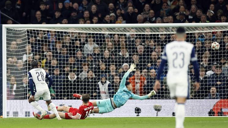 LONDON - Wilson Odobert of Tottenham Hotspur FC scores the 1-0 during the UEFA Europa League match between Tottenham Hotspur FC and AZ Alkmaar at Tottenham Hotspur Stadium on March 13, 2025 in London, England. ANP KOEN VAN WEEL UEFA Europa League 2024 25 Round of 16 Second Leg 2024 25 xVIxANPxSportx xxANPxIVx 522286952 originalFilename: 522286952.jpg