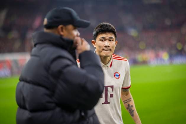 Leverkusen, Germany 11th Mar 2025 Coach Vincent Kompany FCB Min jae Kim FCB Bayer Leverkusen FC Bayern Munich 11 03 2025