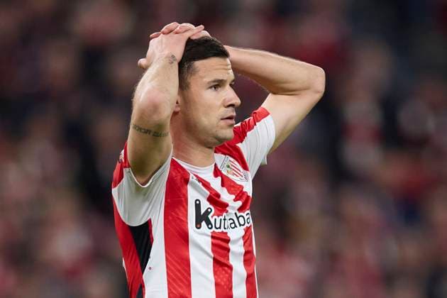 March 13, 2025, Bilbao, Vizcaya, SPAIN: Gorka Guruzeta of Athletic Club reacts during the UEFA Europa League 2024 25 Round of 16 Second Leg match between Athletic Club and AS Roma at San Mames on March 13, 2025, in Bilbao, Spain. Bilbao SPAIN - ZUMAa181 20250313_zaa_a181_112 Copyright: xRicardoxLarreinax