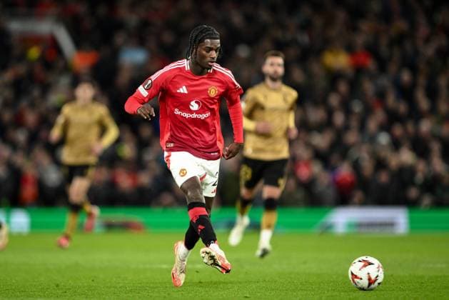 UEFA Europa League Last 16 Manchester United, ManU v Real Sociedad Ayden Heaven of Manchester United in action during the UEFA Europa League Last 16 match Manchester United vs Real Sociedad at Old Trafford, Manchester, United Kingdom, 13th March 2025 (Photo by Craig Thomas News Images) Manchester Old Trafford Greater Manchester United Kingdom Copyright: xCraigxThomas NewsxImagesx