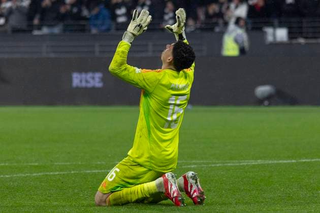UEFA Europa League Eintracht Frankfurt Ajax Amsterdam, 13 03 2025 Matheus Magalhaes Ajax Amsterdam 16 Eintracht Frankfurt Ajax Amsterdam, Frankfurt, Deutsche Bank Park, 13 3 2025 Copyright: xBEAUTIFULxSPORTS Gawlikx
