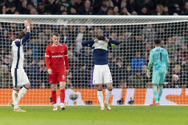 Tottenham Hotspur v AZ Alkmaar, Europa League, Round of 16, Leg 2 of 2, Football, Tottenham Hotspur Stadium, Tottenham, London, UK - 13 Mar 2025 Heung-Min Son of Tottenham Hotspur reacts after his failed goal attempt Tottenham Tottenham Hotspur Stadium London GBR, UK NEWSPAPERS OUT Copyright: xEllixBirchx