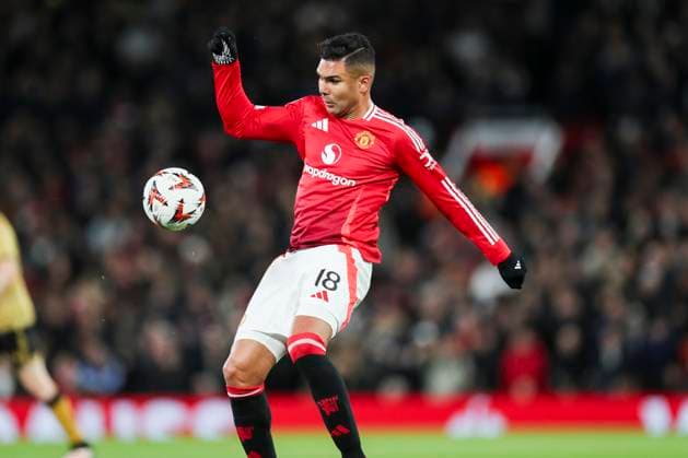 Manchester United, ManU FC v Real Sociedad Manchester United midfielder Casemiro (18) during the Manchester United FC v Real Sociedad UEFA Europa League Round of 16, 2nd Leg match at Old Trafford, Manchester, England, United Kingdom on 13 March 2025 Credit: Phil Duncan Every Second Media Editorial use only. All images are copyright Every Second Media Limited. No images may be reproduced without prior permission. Copyright: xIMAGO EveryxSecondxMediax ESM-1371-0032 PhilxDuncanx xEveryxSecondxMediax