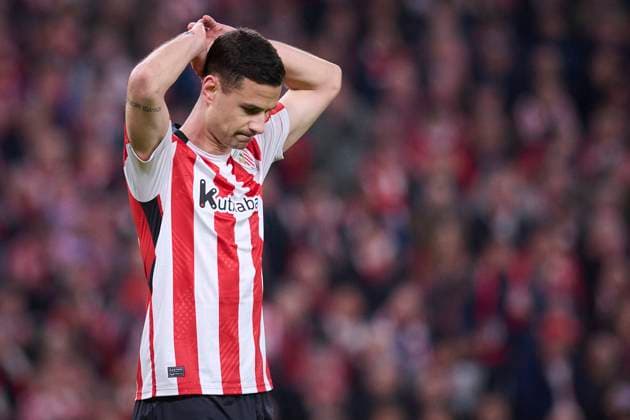 Athletic de Bilbao s Gorka Guruzeta rejected during UEFA Europa League 2024 2025 Round of 16 2nd leg match. March 13,2025. (20250313102)