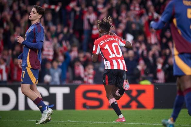 Athletic de Bilbao s Nico Williams celebrates a goal during UEFA Europa League 2024 2025 Round of 16 2nd leg match. March 13,2025. (2025031394)