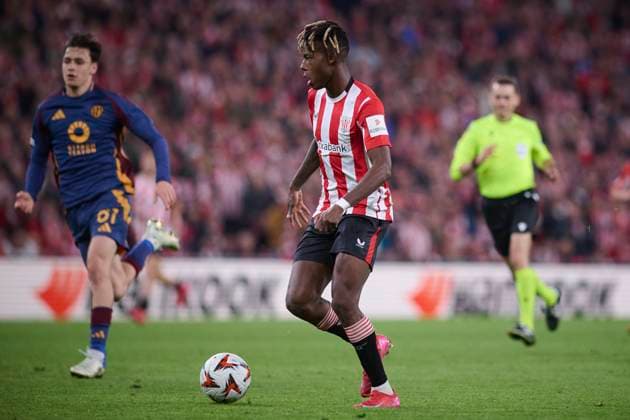 Athletic de Bilbao s Nico Williams during UEFA Europa League 2024 2025 Round of 16 2nd leg match. March 13,2025. (2025031397)